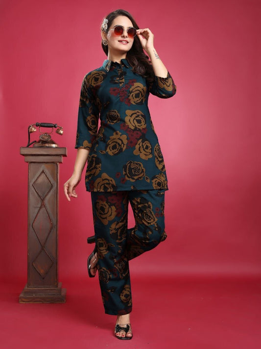 EKRIA Kesariya Bloom Co - ord Set - EKRIA