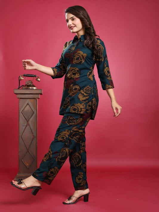 EKRIA Kesariya Bloom Co - ord Set - EKRIA