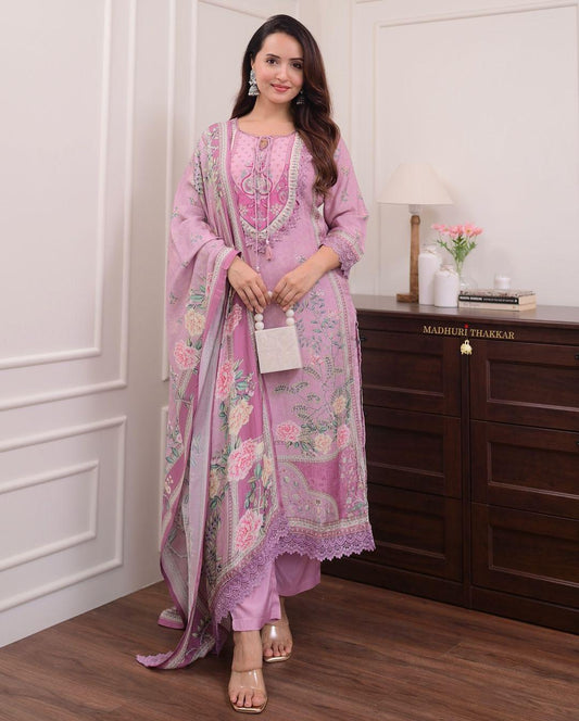 EKRIA Blush Mauve Garden Kurta Set - EKRIA