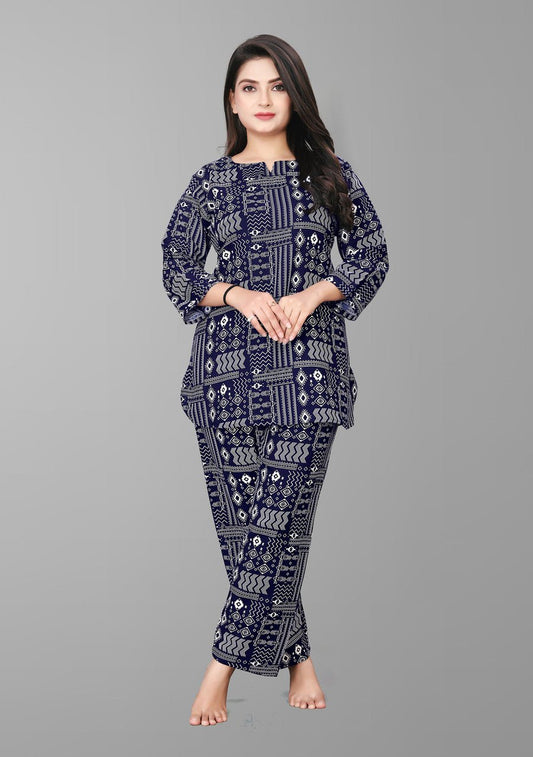 EKRIA Indigo Rhythm Printed Co - ord Set - EKRIA