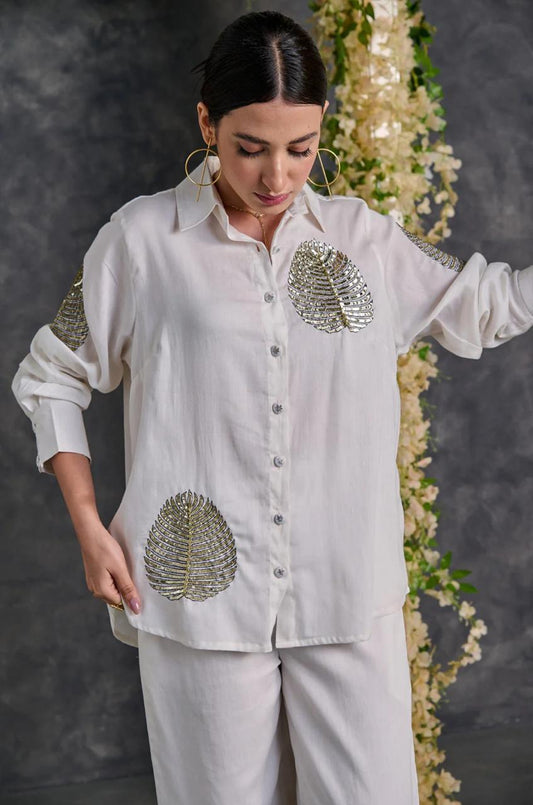 EKRIA Ivory Sequin Leaf Co - ord Set - EKRIA