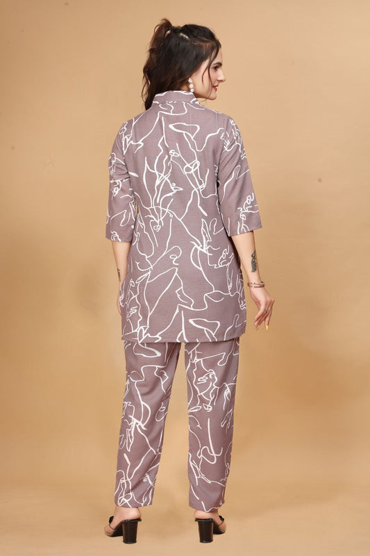 EKRIA Mauve Abstract Cotton Co - Ord Set - EKRIA