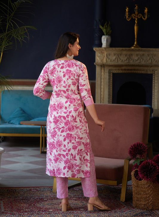 Pink Blossom Printed Suit Set