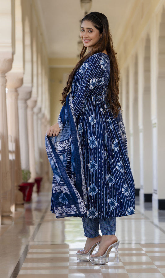 Mohini Indigo Cotton Suit Set