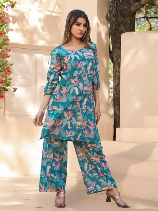 Tropical Bloom Viscose Printed Co-ord Set